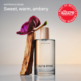 Salt & Stone Hair & Body Mist Saffron & Cedar bottle with cap