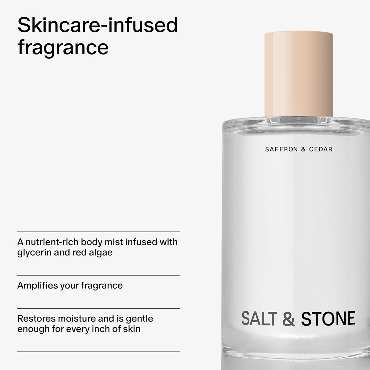 Salt & Stone Hair & Body Mist Saffron & Cedar packaging