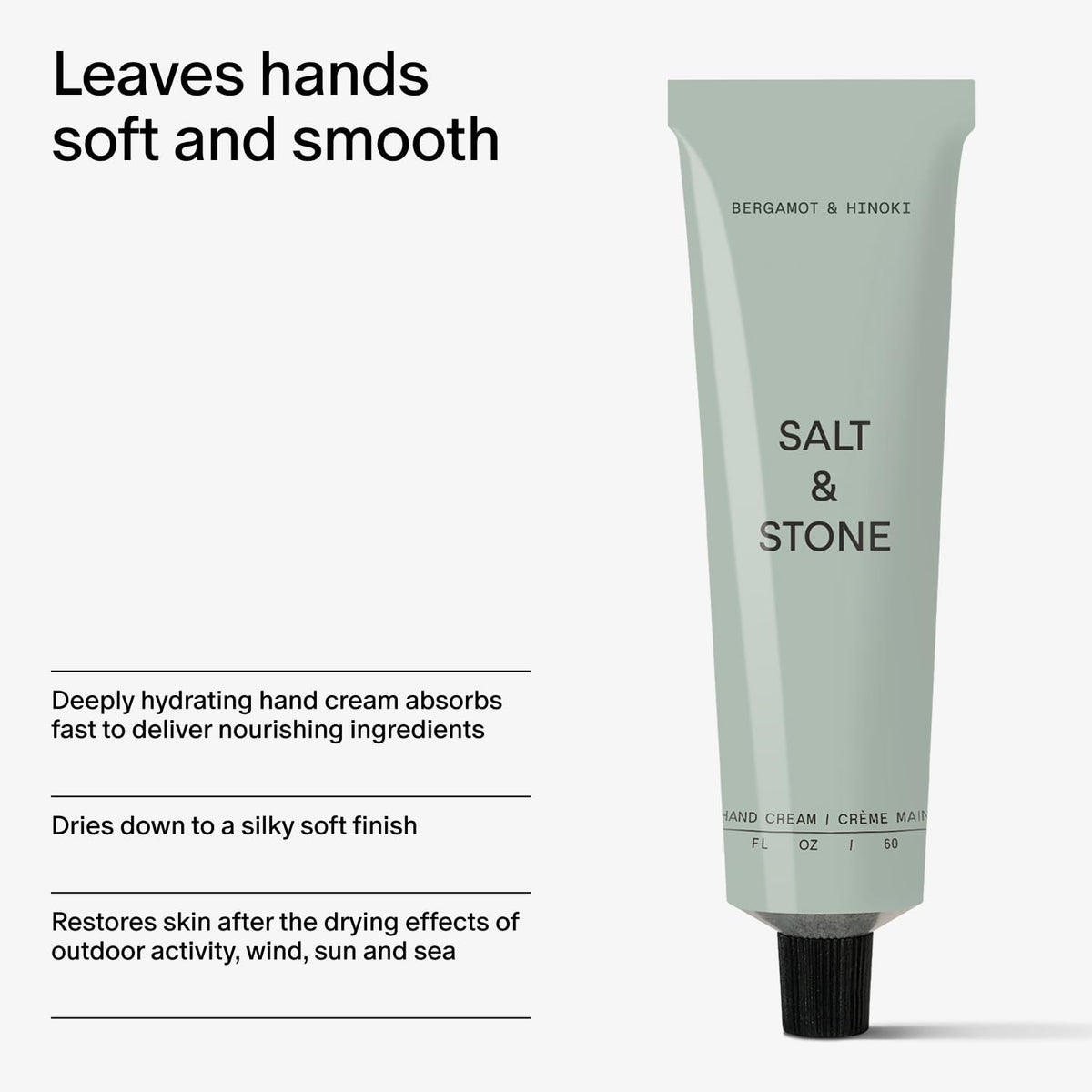 Salt & Stone Hand Cream 2 fl oz on a wooden table