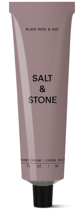 Salt & Stone Hand Cream Black Rose & Oud front view with packaging