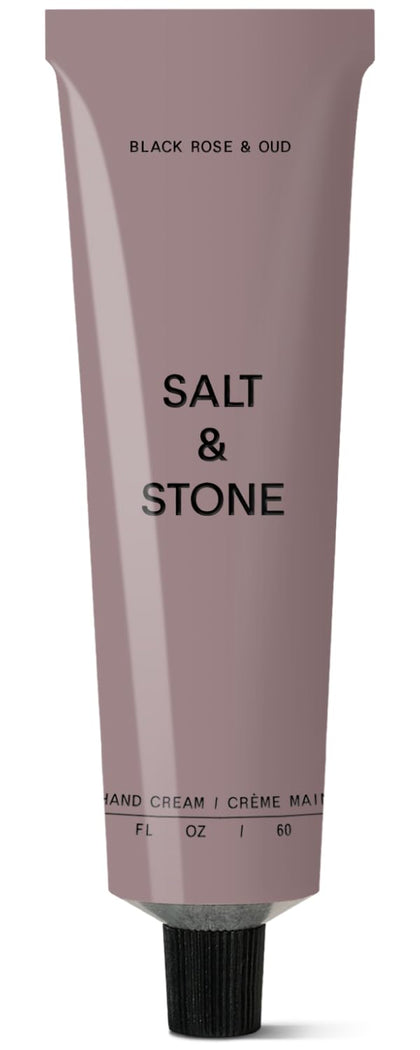 Salt & Stone Hand Cream Black Rose & Oud front view with packaging