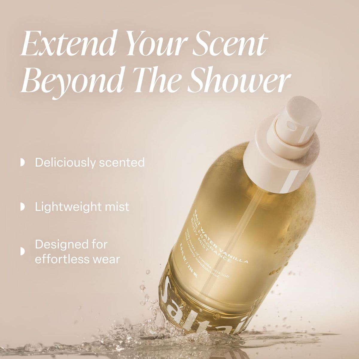 Saltair Body Mist Salt Water Vanilla back view with ingredients