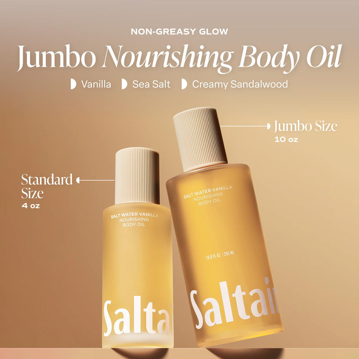 Saltair Body Oil 10 fl oz side view showcasing the bottle design