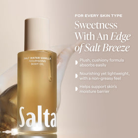 Saltair Body Oil 10 fl oz with a backdrop of natural ingredients