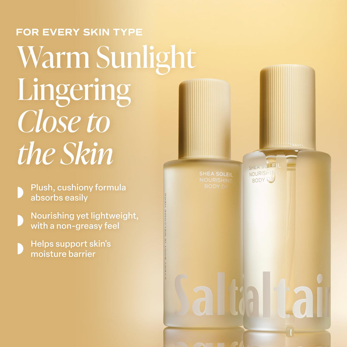 Saltair Body Oil being applied to skin with hands