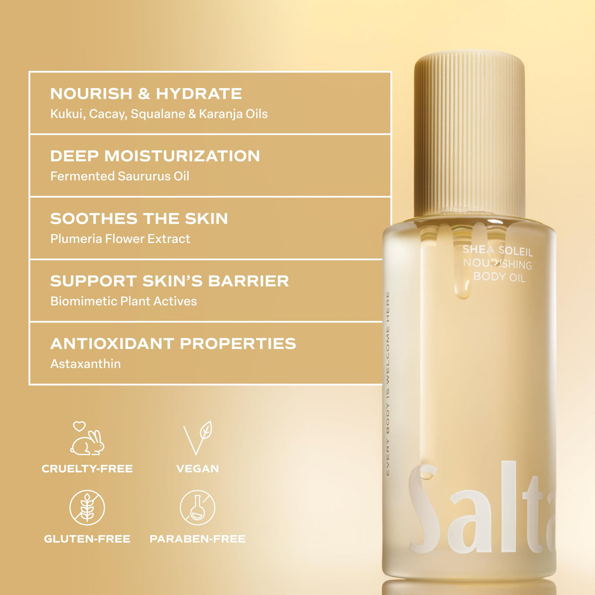 Saltair Body Oil displayed with a soothing candle