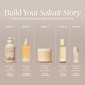 Saltair Body Oil ingredients list on packaging