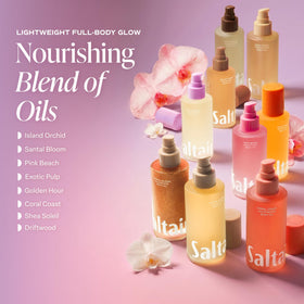 Saltair Body Oil Island Orchid with tropical flowers
