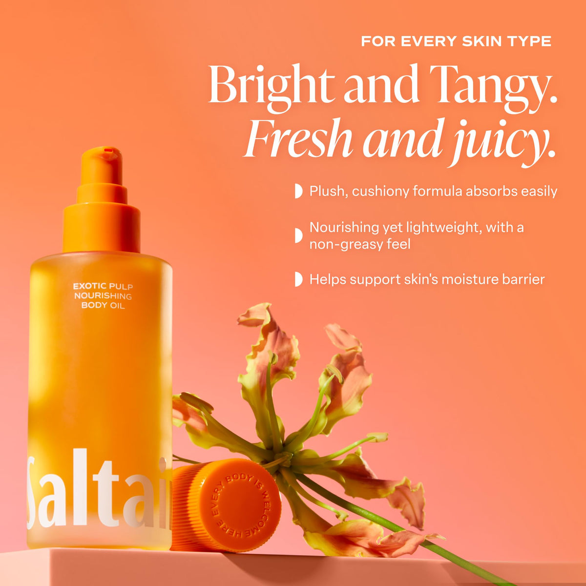 Saltair Body Oil packaging details with ingredients list