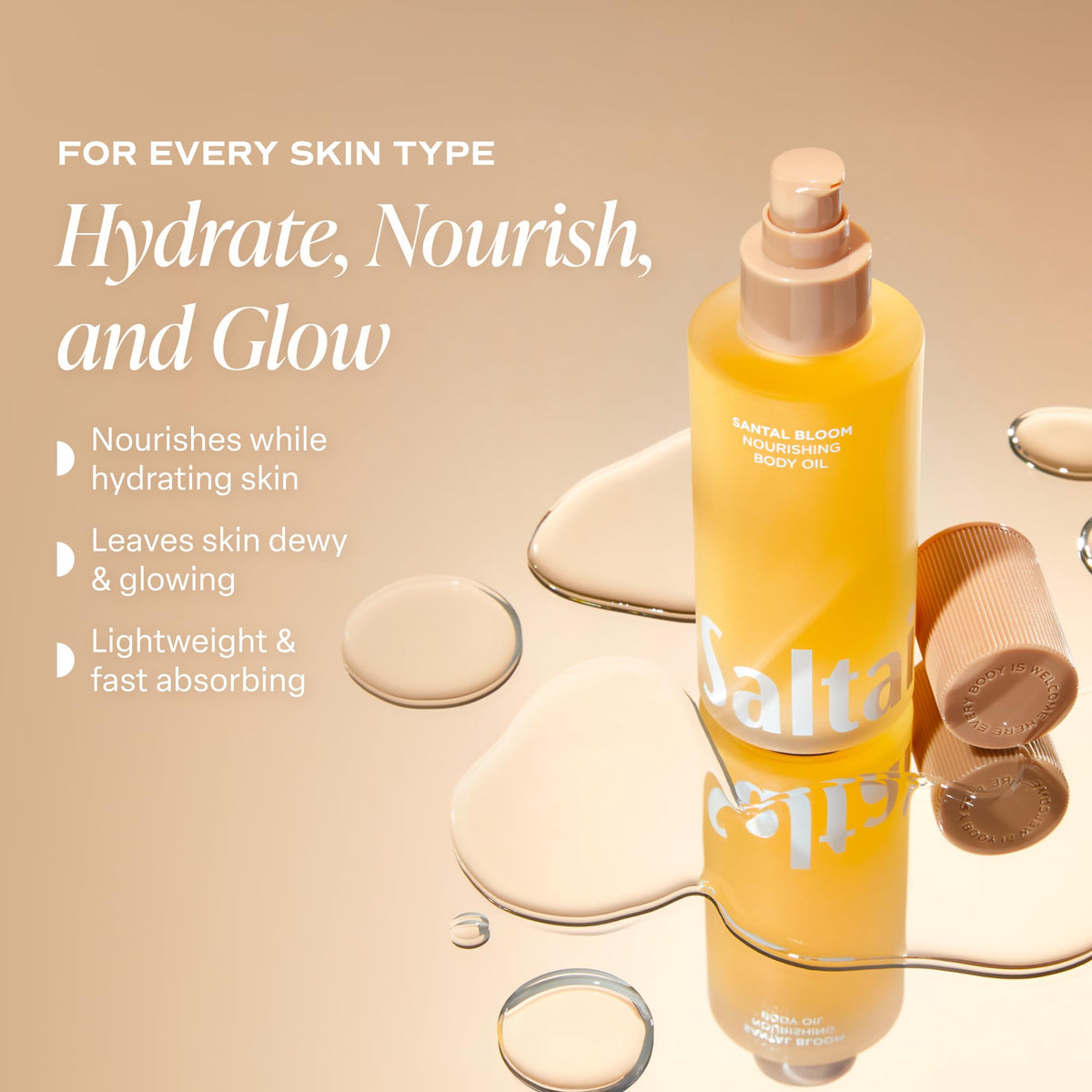 Saltair Body Oil Santal Bloom on wooden surface