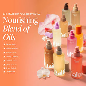 Saltair Body Oil texture on skin with a soft glow