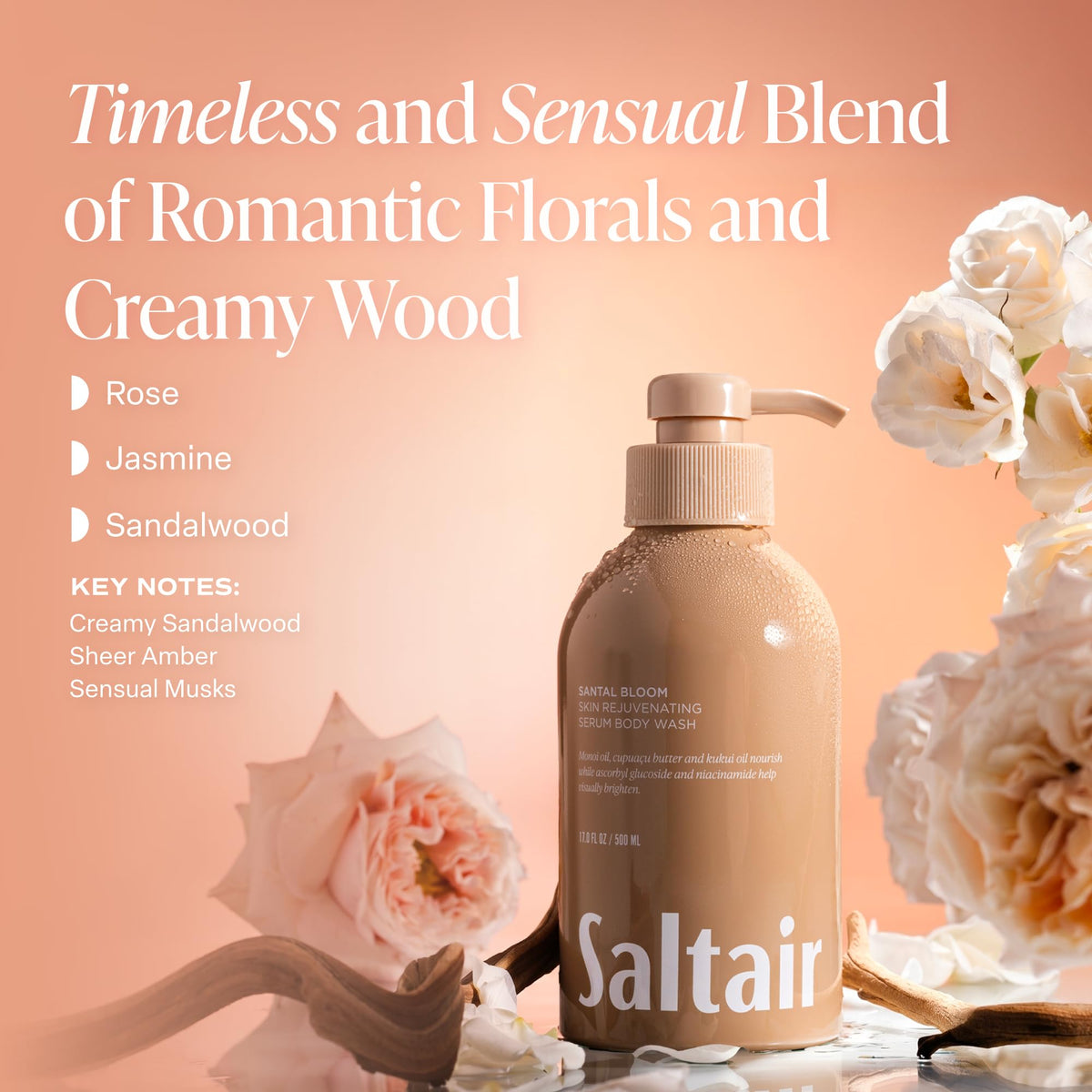 Saltair Body Wash 2-Pack Santal Bloom pump dispenser close-up
