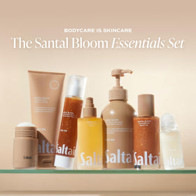 Saltair Body Wash 2-Pack Santal Bloom with lather on hand