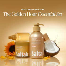 Saltair Body Wash 2-Pack with pumps on a bathroom shelf