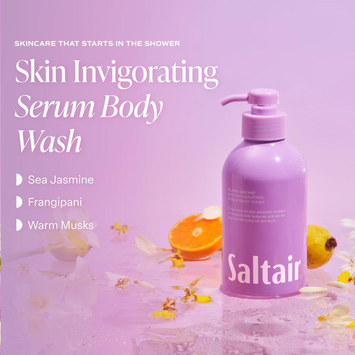Saltair Body Wash Island Orchid pump bottle close-up
