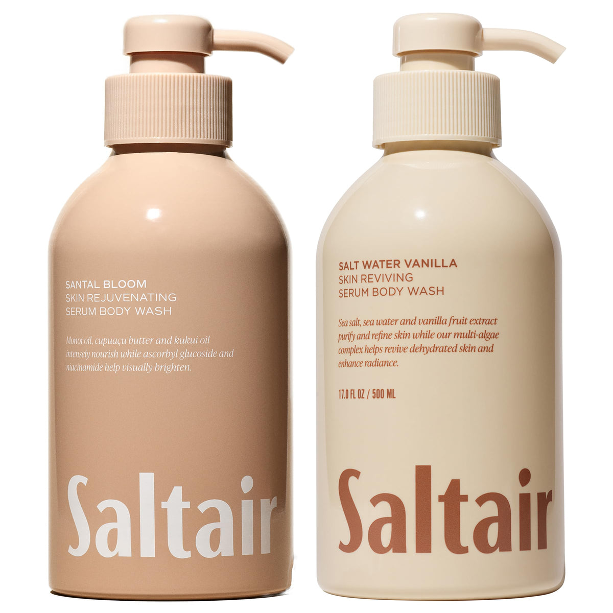 Saltair Body Wash Variety Pack featuring Santal Coconut and Salt Water Vanilla 17oz bottles