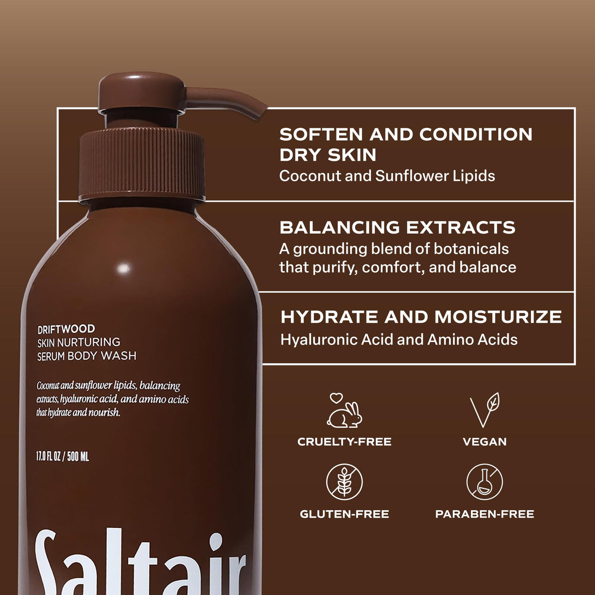 Saltair Body Wash with a soft towel and natural elements