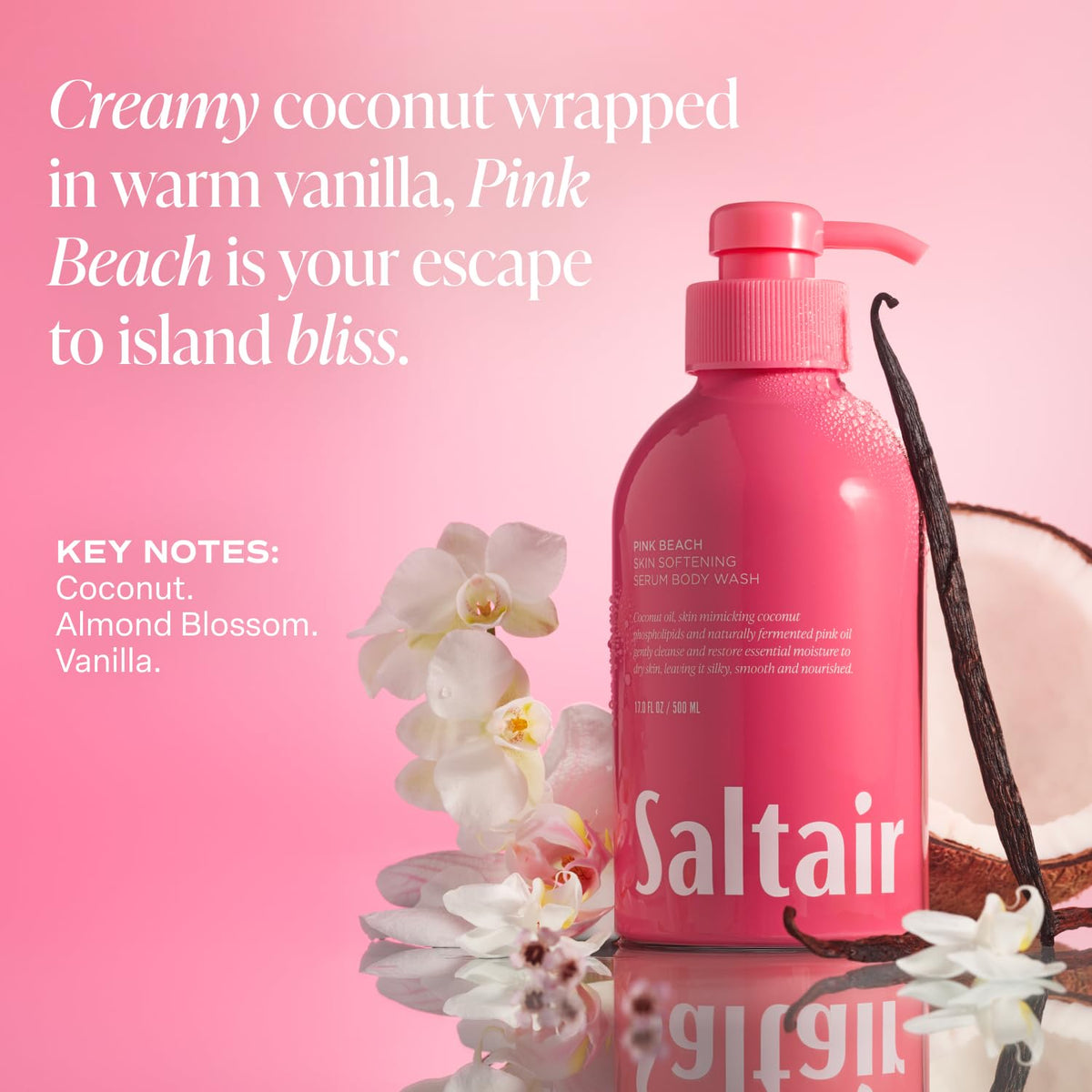 Saltair Body Wash with tropical background