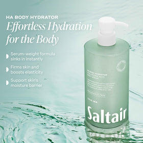 Saltair Hyaluronic Acid Body Serum back view with ingredient list