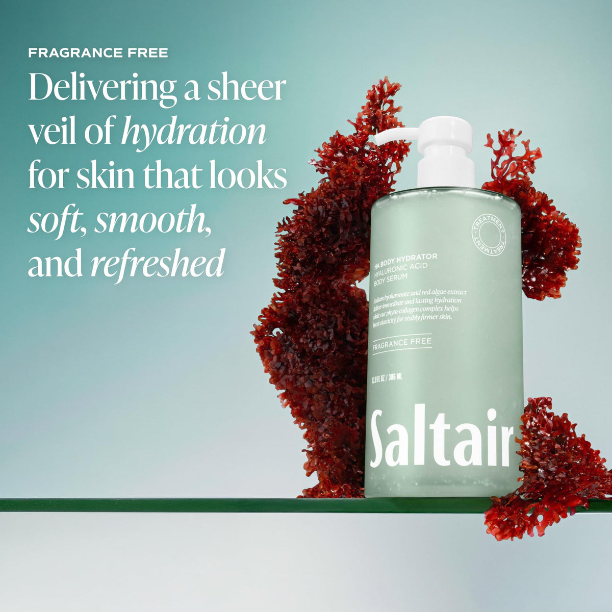Saltair Hyaluronic Acid Body Serum texture on skin close-up