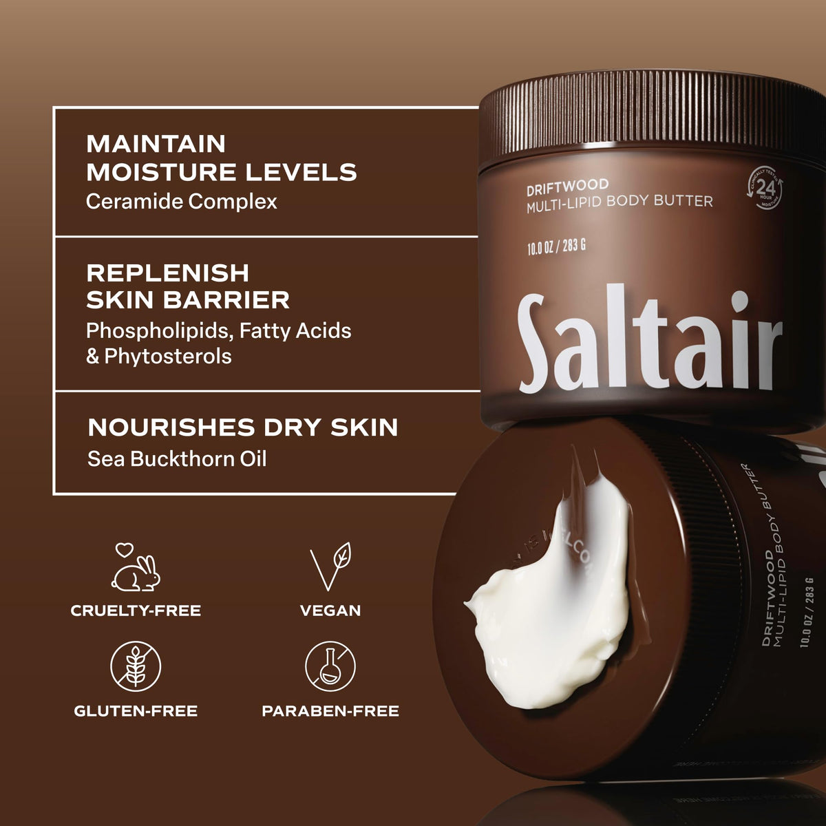 Saltair Multi-Lipid Body Butter with driftwood scent notes
