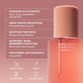 Saltair Nourishing Body Oil Coral Coast surrounded by tropical plants