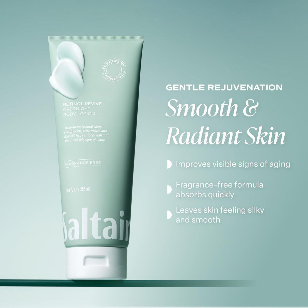 Saltair Retinol Revive Night Lotion application on skin