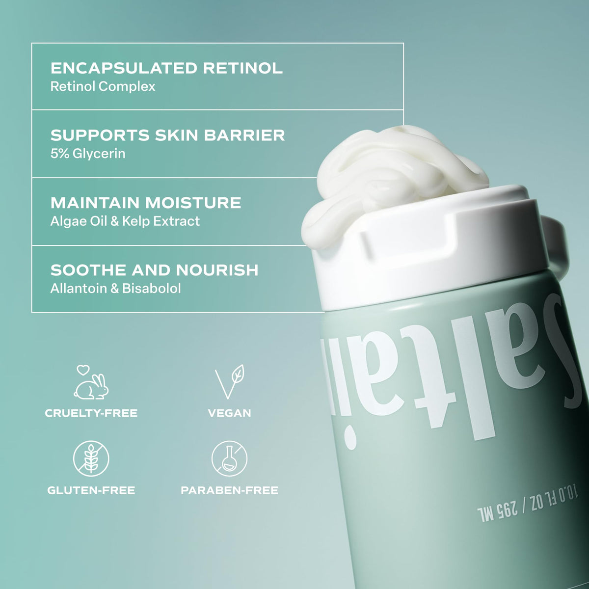 Saltair Retinol Revive Night Lotion in a bathroom setting