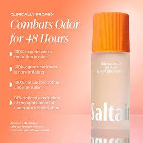 Saltair Serum Deodorant 5% AHA Roll-On Exotic Pulp scent notes