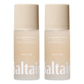 Saltair Serum Deodorant 5% AHA Roll-On front view with Salt Water Vanilla scent
