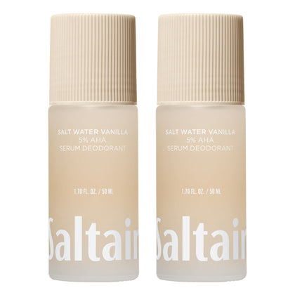 Saltair Serum Deodorant 5% AHA Roll-On front view with Salt Water Vanilla scent
