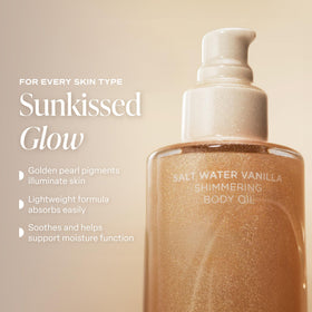Saltair Shimmering Body Oil application on skin