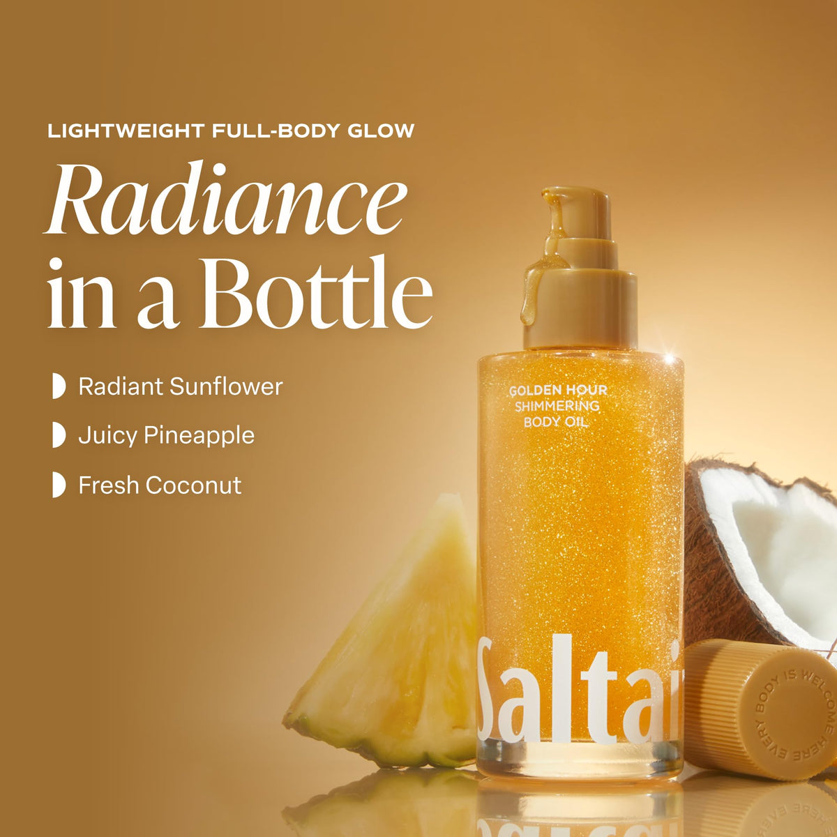 Saltair Shimmering Body Oil bottle side view