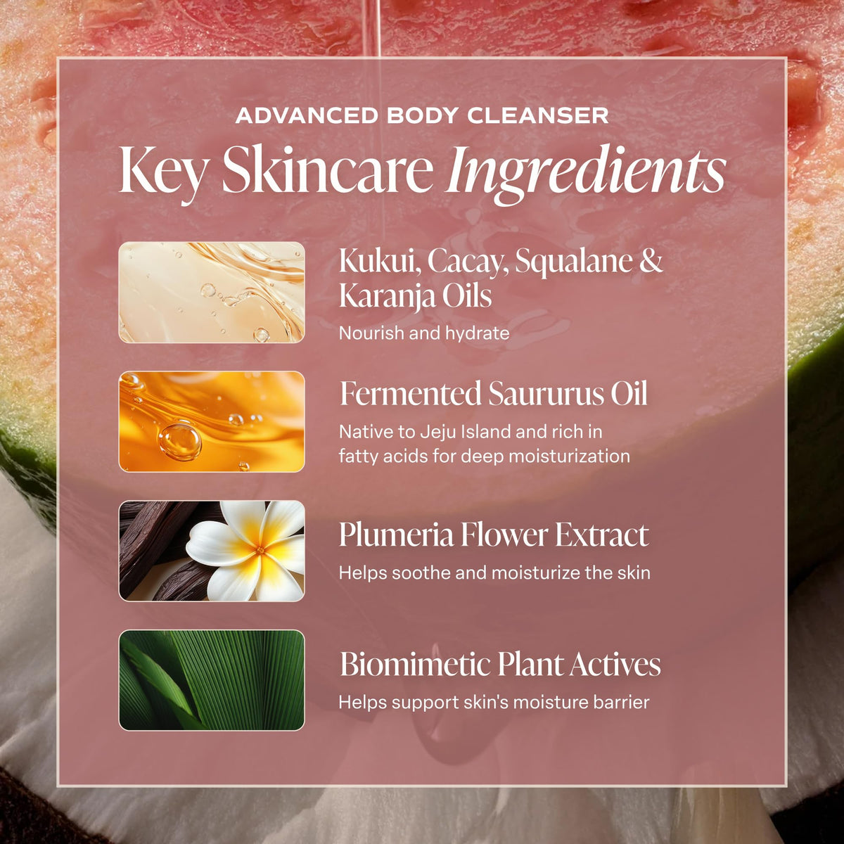 Saltair Shimmering Body Oil bottle with tropical fruit