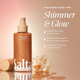 Saltair Shimmering Body Oil Santal Bloom 4 fl oz with glowing skin