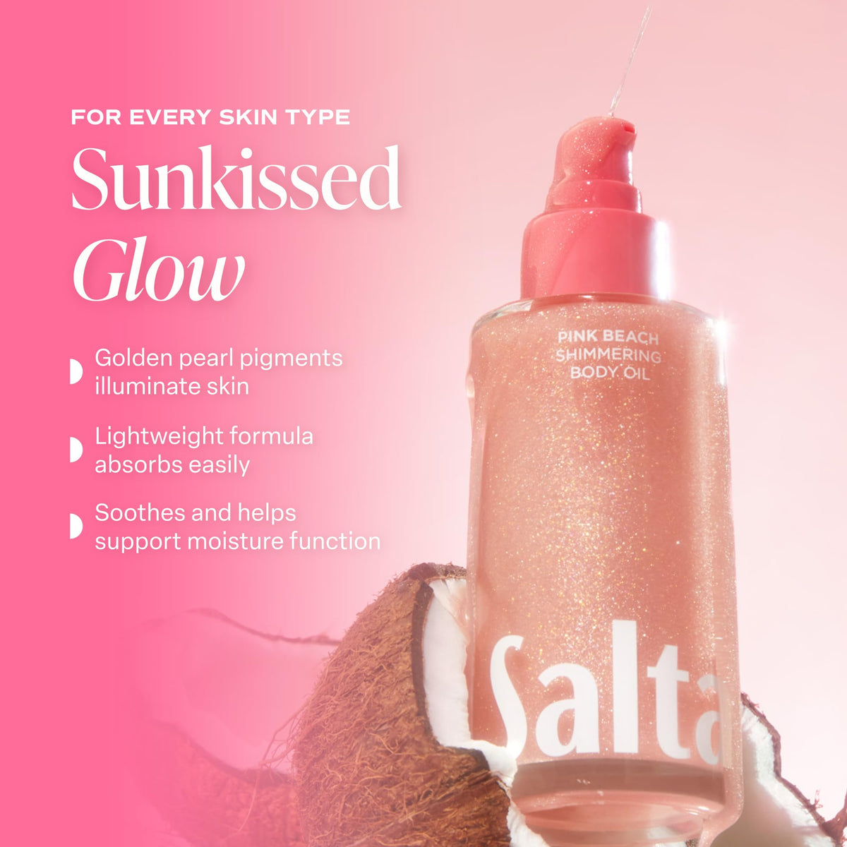 Saltair Shimmering Body Oil with beach accessories