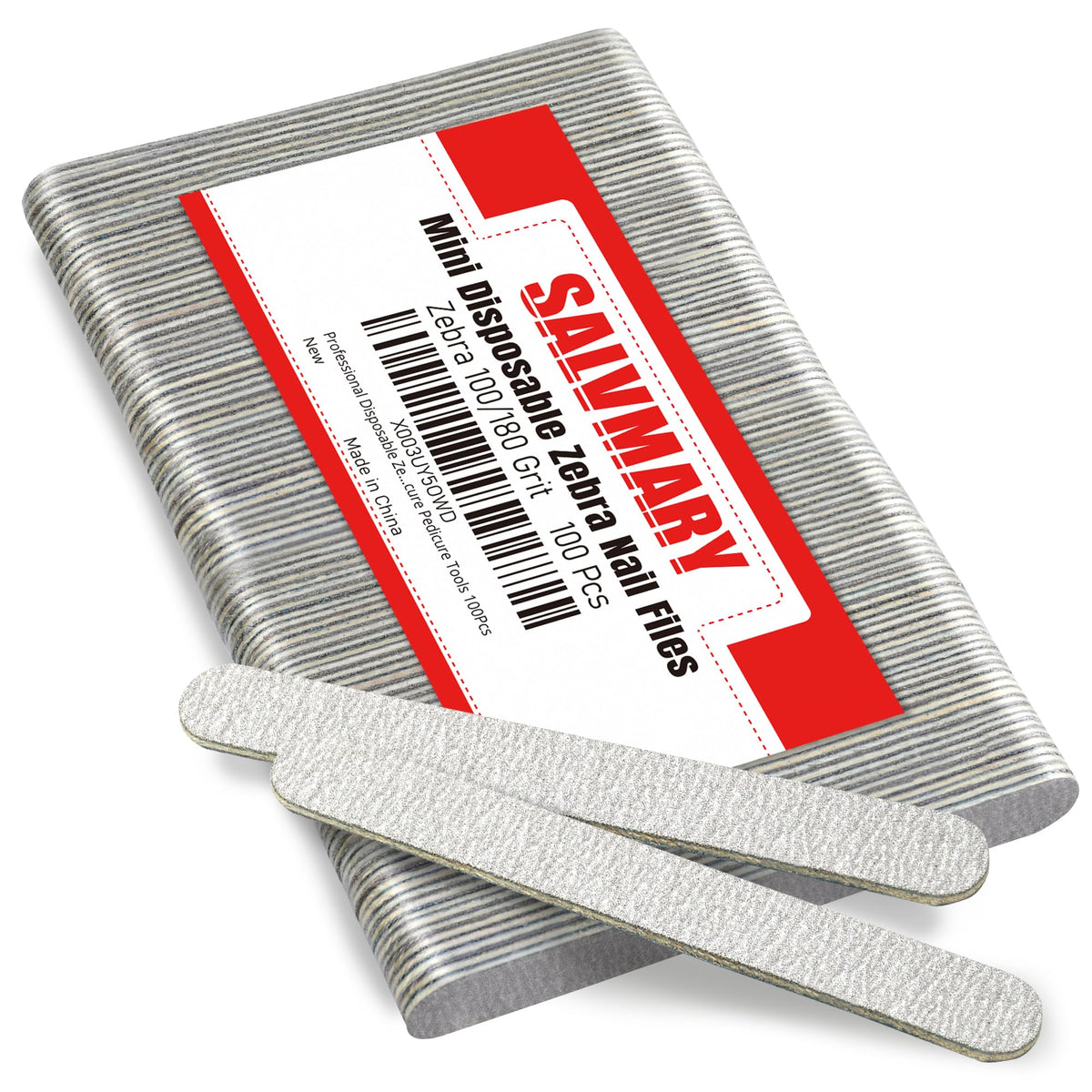 SALVMARY Disposable Zebra Nail Files 100/180 Grit front view
