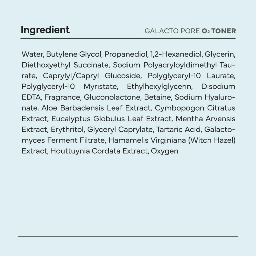 SAM'U Galacto Pore O2 Toner alongside other skincare products