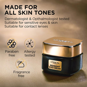 Sample of L'Oreal Paris Midnight Cream next to eye cream