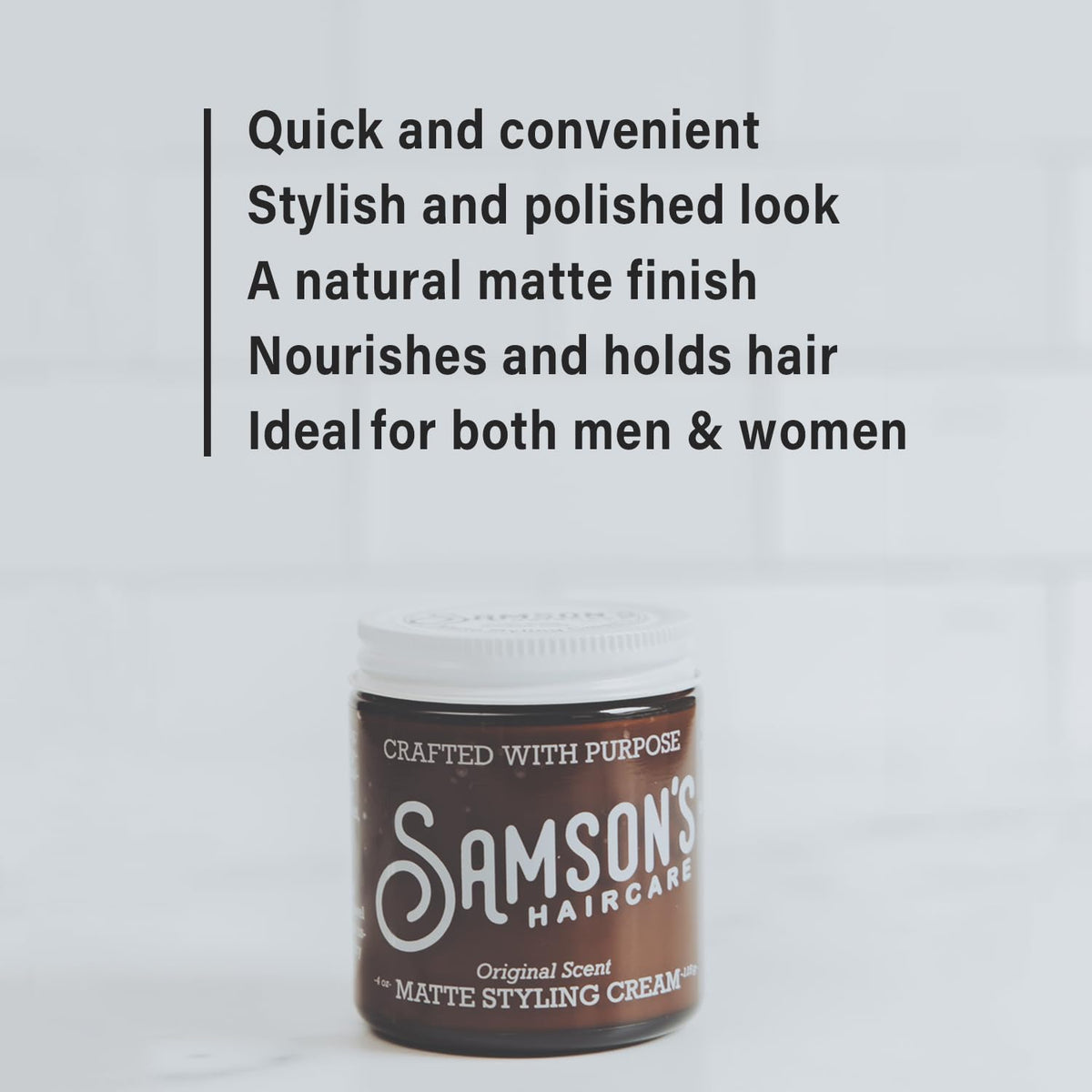SAMSON'S HAIRCARE Matte Styling Cream packaging details