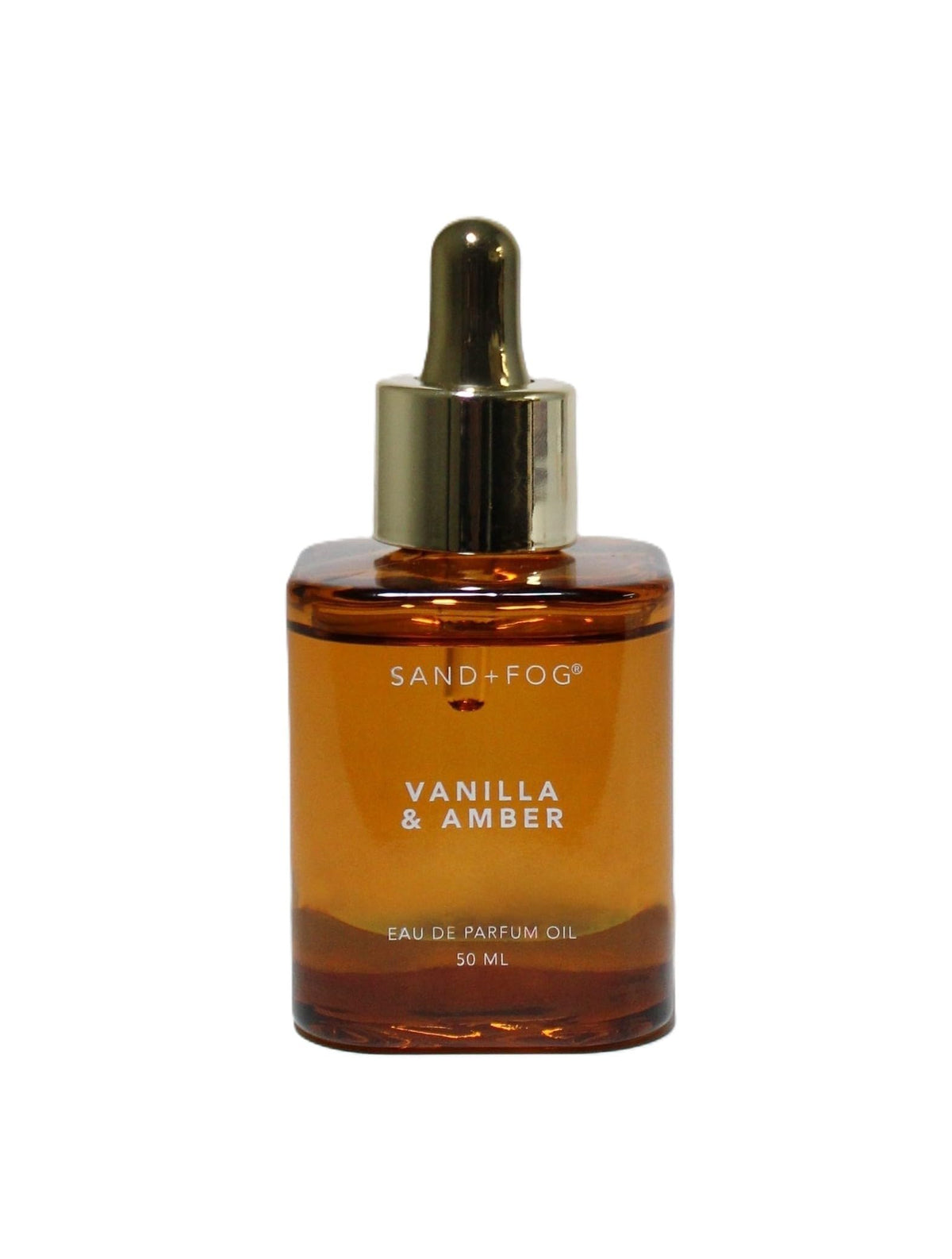 Sand + Fog Vanilla & Amber Eau de Parfum Oil 1.7oz amber glass bottle with dropper
