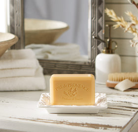 Sandalwood Soap Bar displayed on a bathroom counter