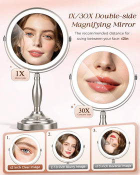 SANFANGIE Makeup Mirror 360° swivel base in use