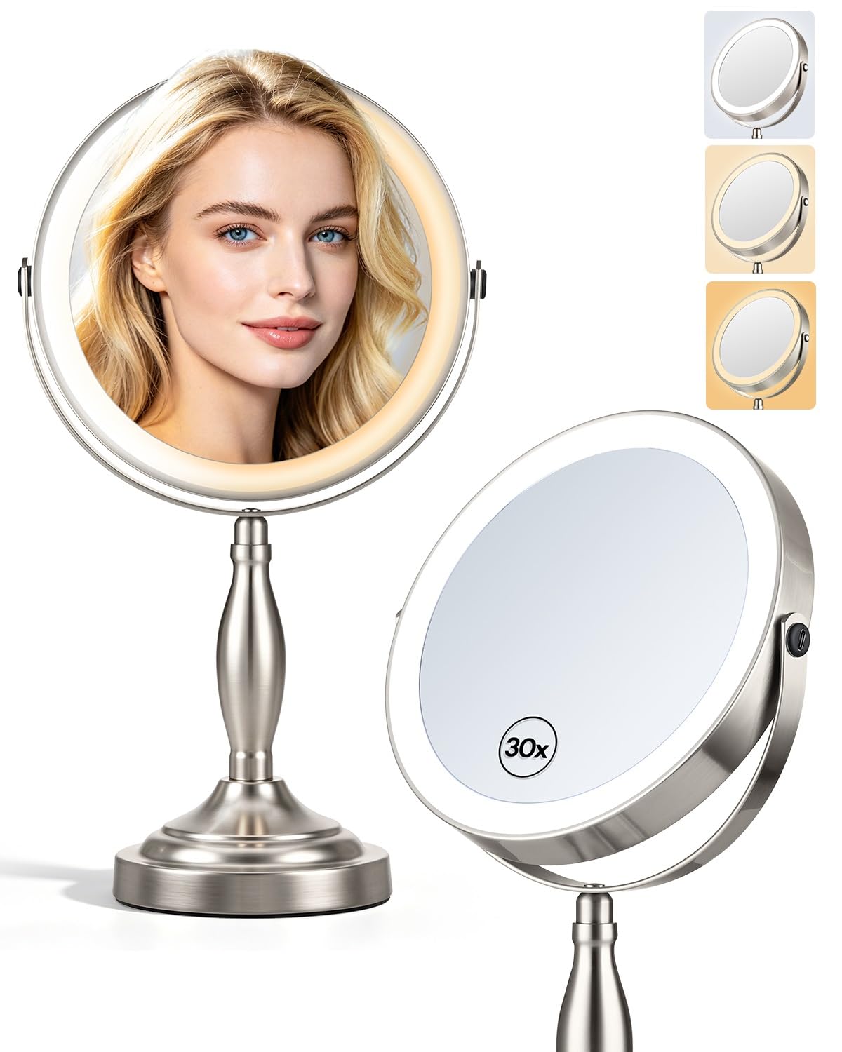 SANFANGIE Makeup Mirror front view with lights on