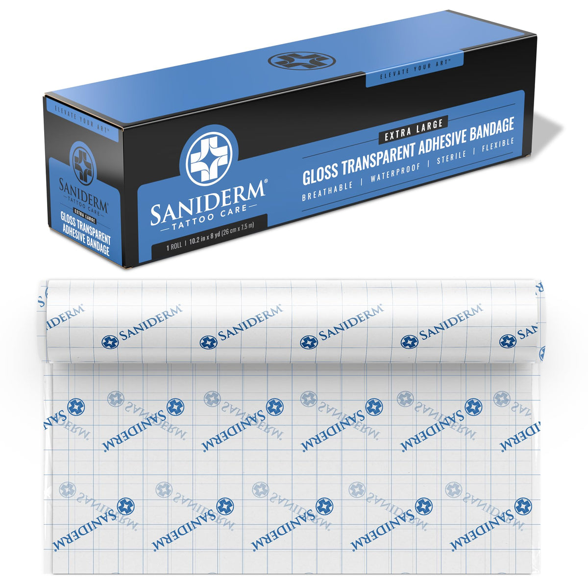 Saniderm Original Tattoo Aftercare Bandage Roll 10.2 in x 8 yd front view