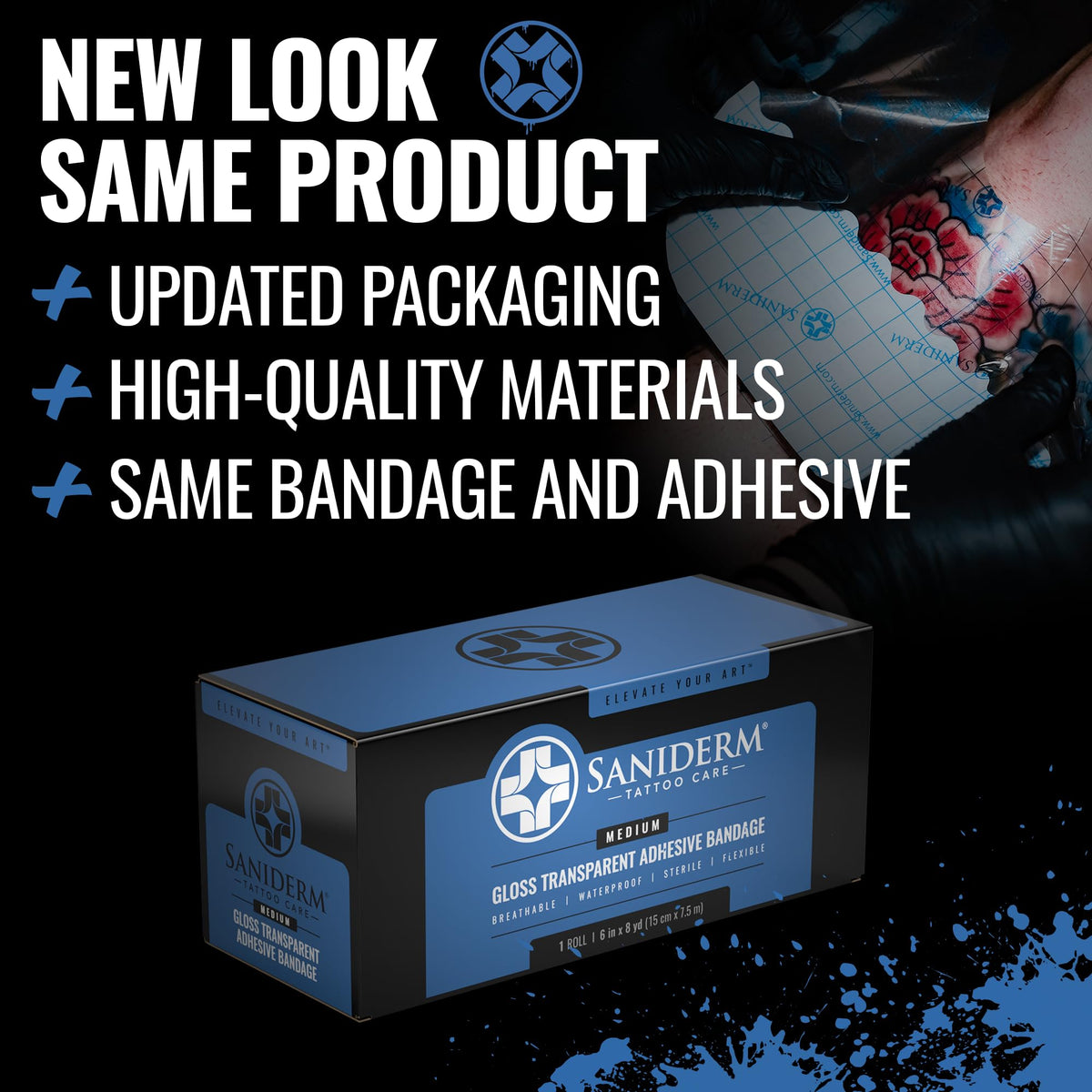 Saniderm Tattoo Aftercare Bandage Roll packaging side view