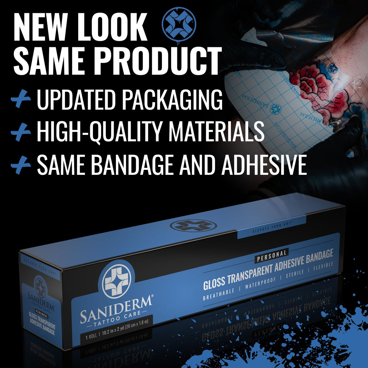 Saniderm Tattoo Aftercare Bandage showing sealed packaging