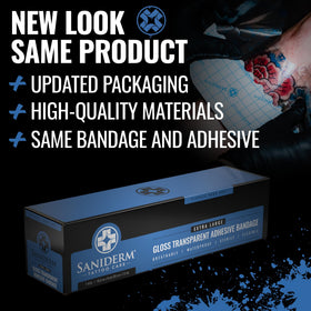 Saniderm waterproof tattoo bandage roll side view
