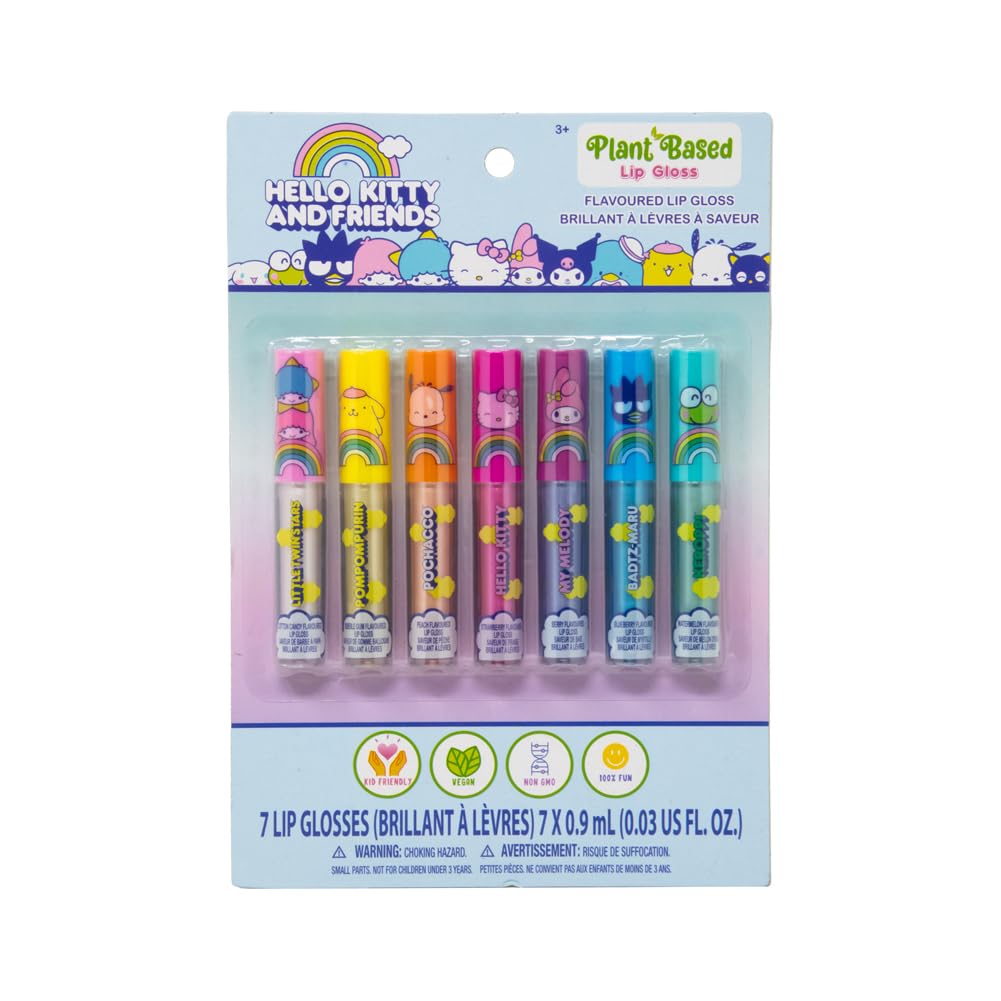 SANRIO Hello Kitty Lip Gloss Variety Pack featuring 7 flavours