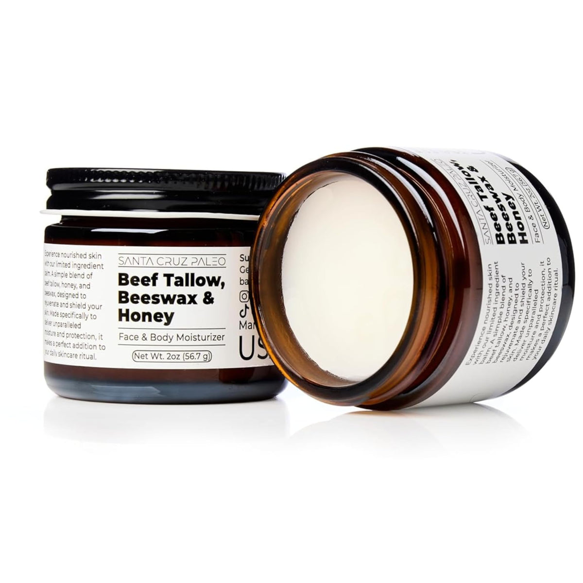 Santa Cruz Paleo Beef Tallow Face Moisturizer 2 Oz in use on skin